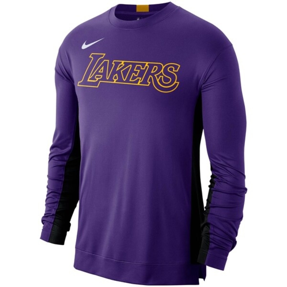 👉🏼NWOT👈🏼 Men's Los Angeles Lakers Nike NBA Purple Long Sleeve Performance Shirt - Picture 2 of 6